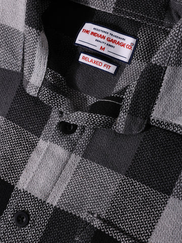 Men's Melange Relaxed Fit Casual Checkered Shirt