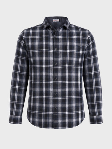 Men's Black Regular Fit Checkered Casual Shirts