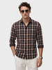 Men's Brown Regular Fit Checkered Casual Shirts