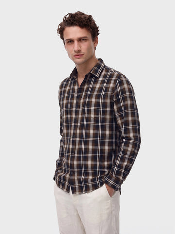 Men's Brown Regular Fit Checkered Casual Shirts