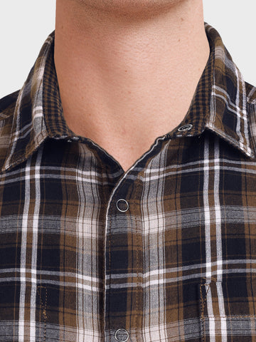 Men's Brown Regular Fit Checkered Casual Shirts