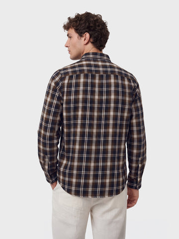Men's Brown Regular Fit Checkered Casual Shirts