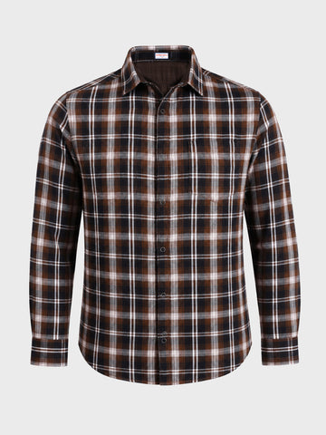 Men's Brown Regular Fit Checkered Casual Shirts