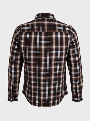 Men's Brown Regular Fit Checkered Casual Shirts