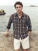 Men's Brown Regular Fit Checkered Casual Shirts