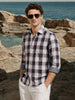 Men's White Regular Fit Checkered Casual Shirts