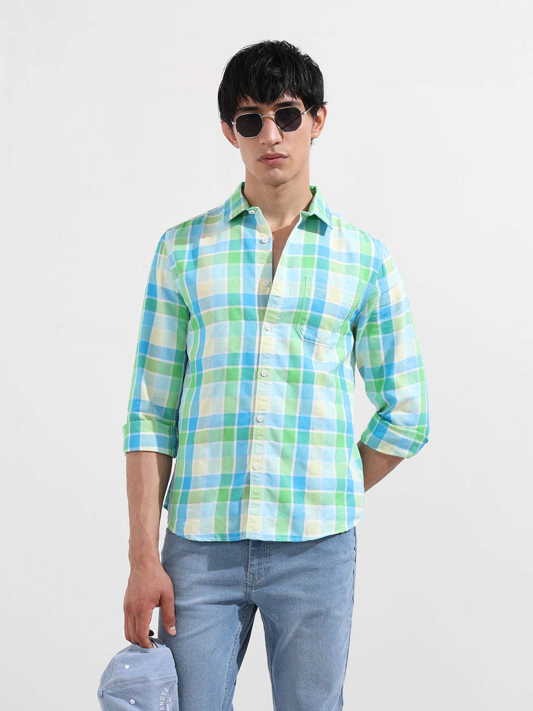 Men's Green Slim Fit Casual Shirt