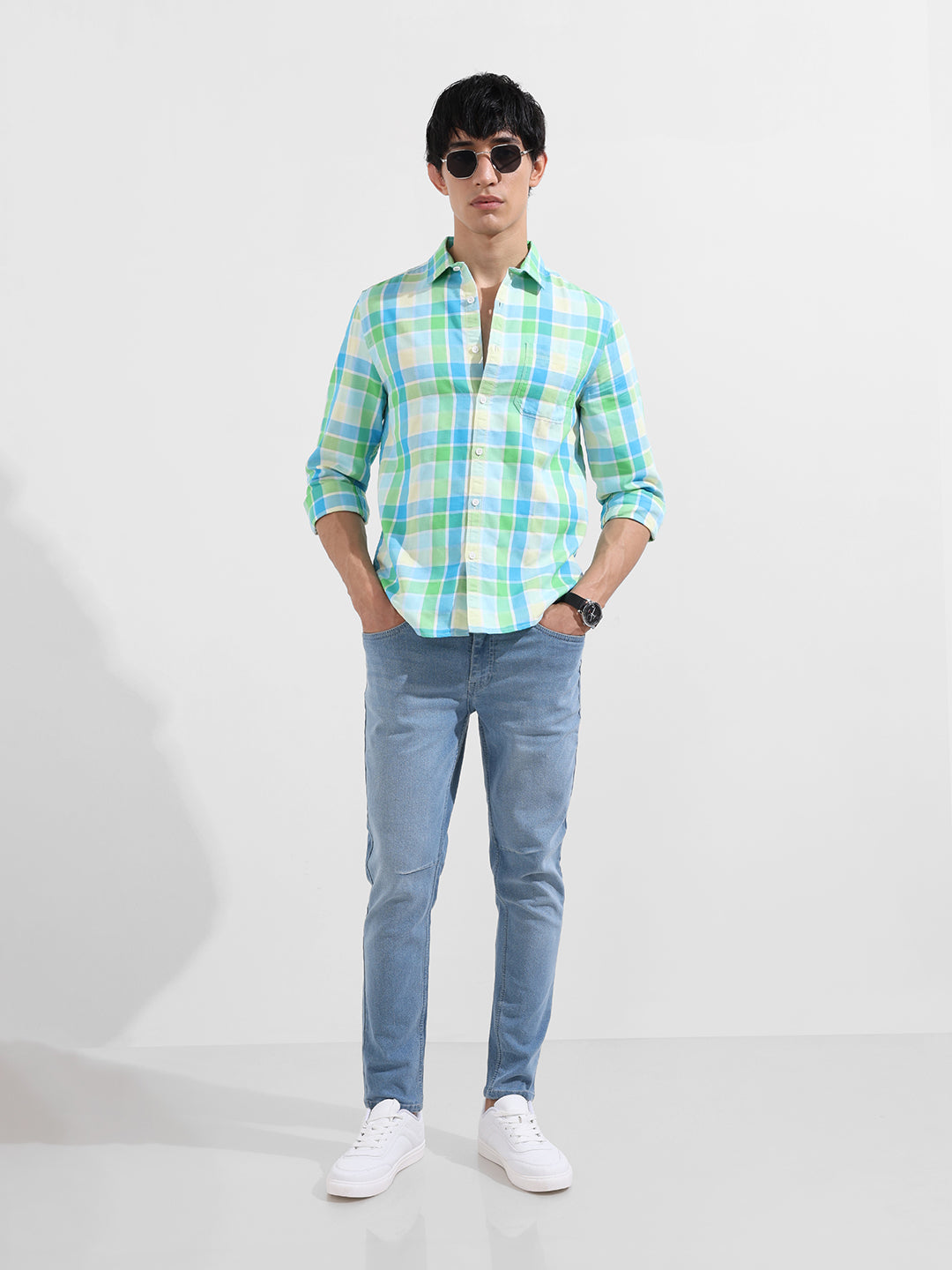 Men's Green Slim Fit Casual Shirt