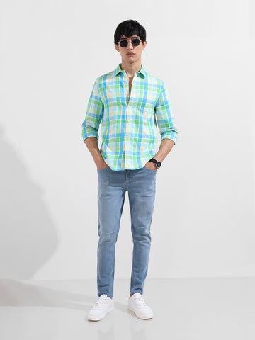Men's Green Slim Fit Casual Shirt