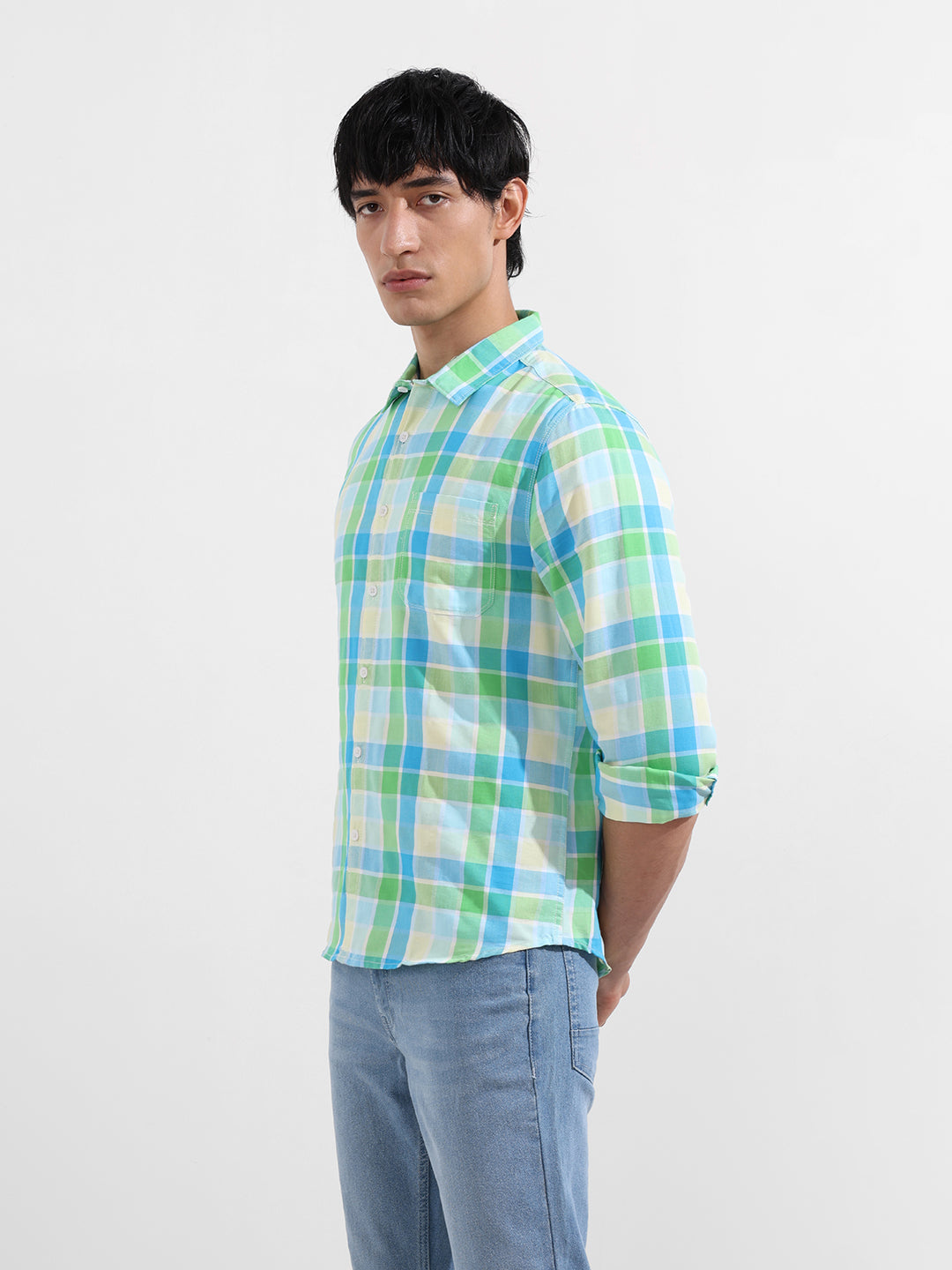 Men's Green Slim Fit Casual Shirt