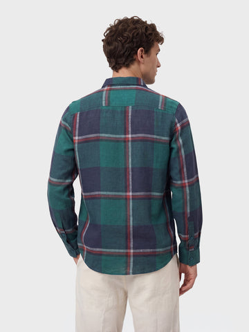 Men's Green Slim Fit Checked Casual Shirt