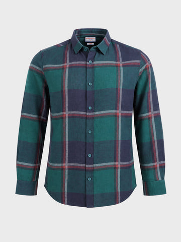 Men's Green Slim Fit Checked Casual Shirt