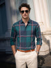 Men's Green Slim Fit Checked Casual Shirt