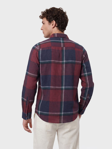 Men's Maroon Slim Fit Checked Casual Shirt