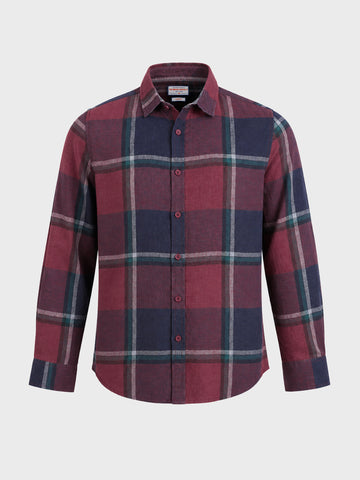 Men's Maroon Slim Fit Checked Casual Shirt