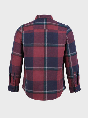Men's Maroon Slim Fit Checked Casual Shirt