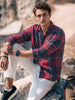 Men's Maroon Slim Fit Checked Casual Shirt