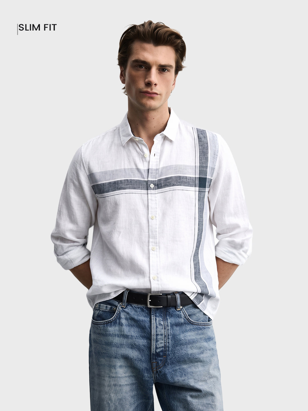 Men's White Slim Fit Printed Casual Shirt