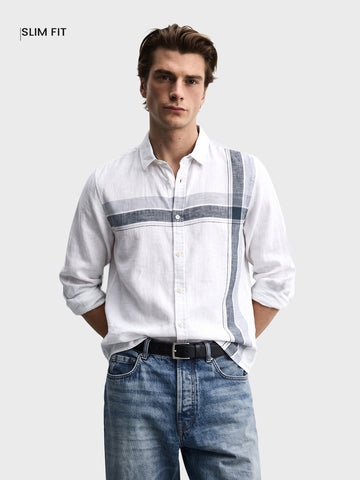 Men's White Slim Fit Printed Casual Shirt
