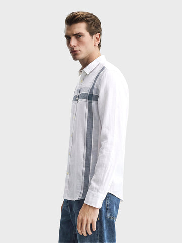 Men's White Slim Fit Printed Casual Shirt