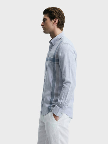 Men's Grey Slim Fit Checked Casual Shirt