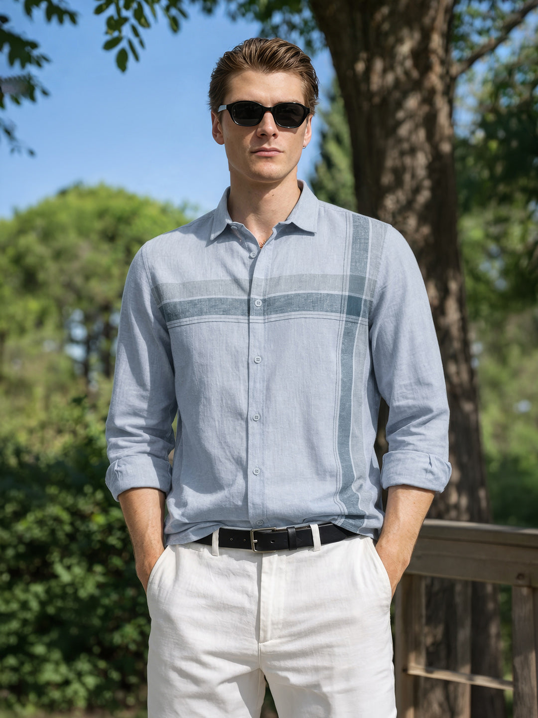 Men's Grey Slim Fit Checked Casual Shirt