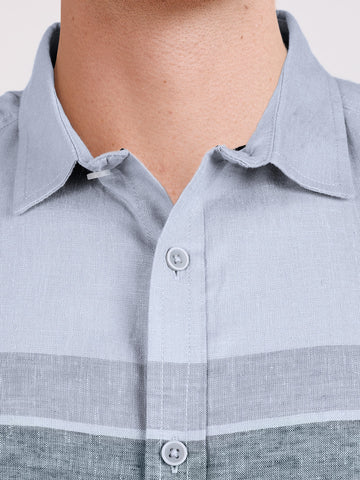 Men's Grey Slim Fit Checked Casual Shirt