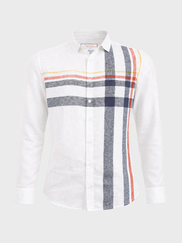 Men's White Slim Fit Checked Casual Shirt