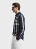 Men's Blue Slim Fit Checked Casual Shirt