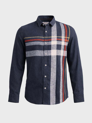 Men's Blue Slim Fit Checked Casual Shirt