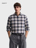 Men's Navy Blue Slim Fit Checkered Casual Shirt