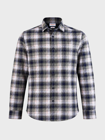 Men's Navy Blue Slim Fit Checkered Casual Shirt