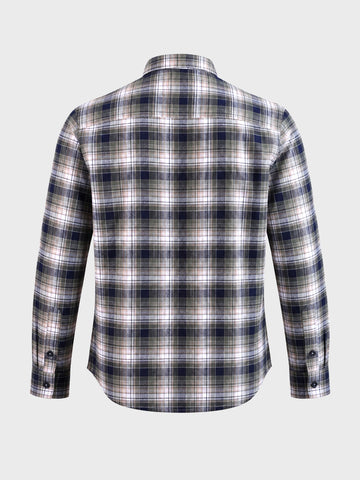Men's Navy Blue Slim Fit Checkered Casual Shirt