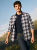 Men's Navy Blue Slim Fit Checkered Casual Shirt
