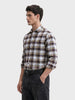 Men's Brown Slim Fit Checkered Casual Shirt