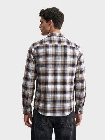 Men's Brown Slim Fit Checkered Casual Shirt