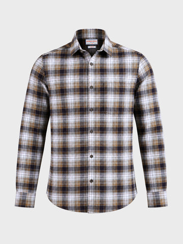 Men's Brown Slim Fit Checkered Casual Shirt