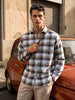 Men's Brown Slim Fit Checkered Casual Shirt