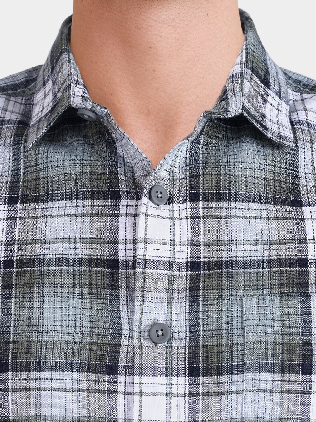 Men's Green Slim Fit Checkered Casual Shirt