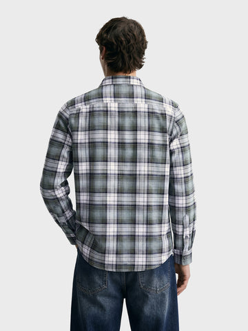 Men's Green Slim Fit Checkered Casual Shirt