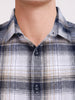 Men's Blue Slim Fit Checkered Casual Shirt