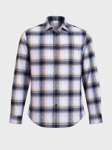 Men's Blue Slim Fit Checkered Casual Shirt
