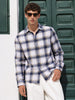 Men's Blue Slim Fit Checkered Casual Shirt