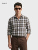 Men's Khaki Slim Fit Checkered Casual Shirt