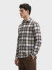 Men's Khaki Slim Fit Checkered Casual Shirt