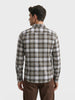 Men's Khaki Slim Fit Checkered Casual Shirt