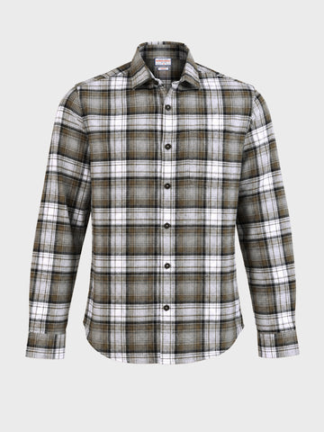 Men's Khaki Slim Fit Checkered Casual Shirt