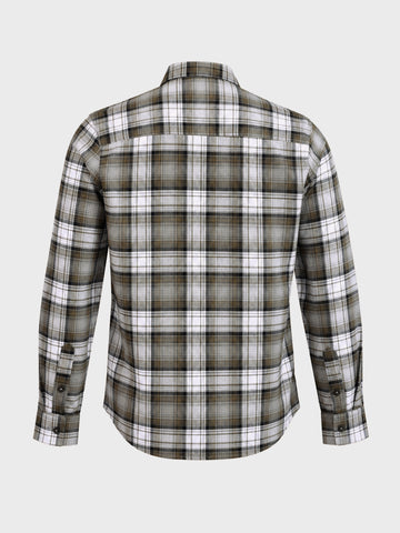 Men's Khaki Slim Fit Checkered Casual Shirt