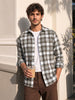 Men's Khaki Slim Fit Checkered Casual Shirt