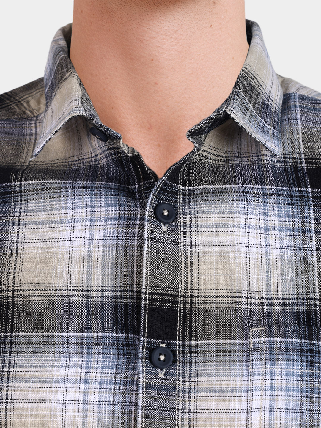 Men's Green Slim Fit Checkered Casual Shirt